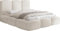 WFL GROUP Polsterbett 140x200 mit Bettkasten und Lattenrost – Beige Bett mit hohem Kopfteil, Boucle oder Samt Stoff - Modernes Doppelbett mit Stauraum – Bettgestell, ohne Matratze – Harmony - Creme