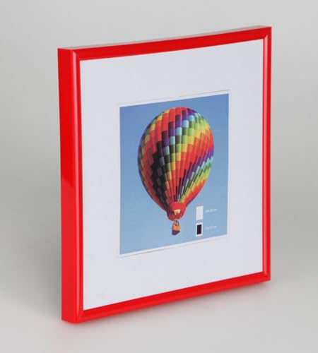 IDEAL TREND Bilderrahmen mit Klarglas quadratisch fotorahmen Kunststoff Posterrahmen Vintage Collage Picture Frame New Lifestyle: Farbe: Rot | Format: 40x40