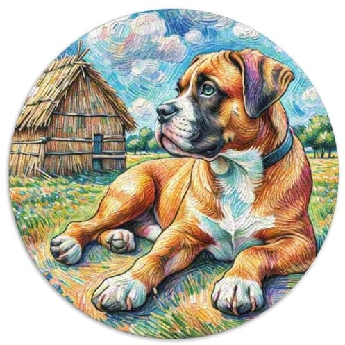 Jigsaw Puzzle 1000 Piece 1000pcs (67.5x67.5cm) Toy for Kid Boxer Dog Challenging & Educational Art Animal Cute Pets Family Game Cardboard Challenge