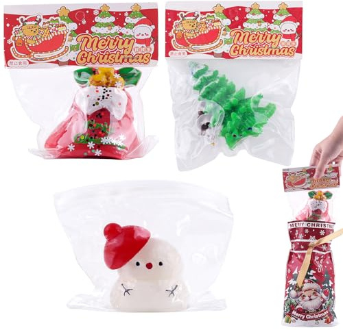 Anboor Weihnachts-Squishy-Spielzeug, dehnbarer Schneemann, Glocke, Weihnachtsbaum-Squeeze-Spielzeug zum Stressabbau für Kinder und Erwachsene, Autisten