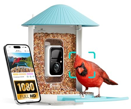 Birdfy Smart Bird Feeder mit Kamera, KI identifiziert 98% Aller Arten, lebenslang kostenlos, 1080HD-Livevideo und Nachtsicht, sofortige App-Benachrichtigungen für die Vogelbeobachtung im Freien, idea
