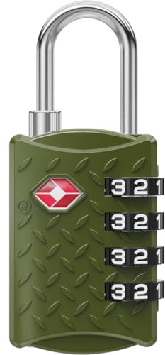 NOVLOCK Cadenas TSA à code 4 chiffres – compatible USA – surface nervurée antidérapante – sécurité de voyage pour valise, sac à dos, sac de sport et bagage cabine – lot de 1, vert