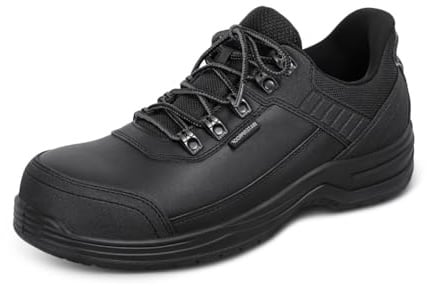 Orthofeet Men's Orthopedic Leather Slate Hands-Free Slip-on Work Boot, Black, Size 9.5