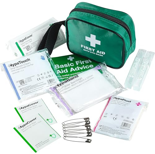 Safety First Aid One Person First Aid Kit with Eye Wash Pods | in Water-Resistant Nylon Pouch