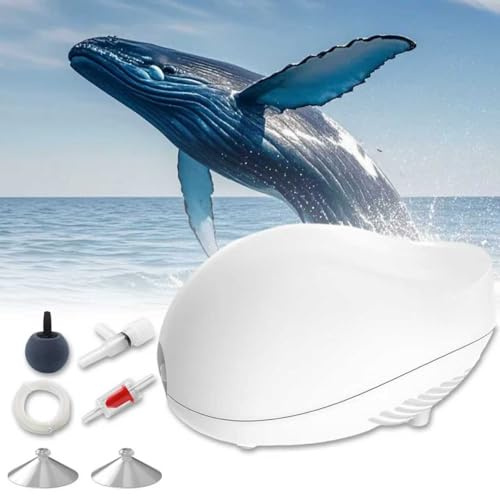 KZARYVEXIS Pompe à Air Aquarium, Bulleur Réglable Ultra-Silencieux, 1W 120L/H avec Pierre à Bulles, Vanne de Réglage et Clapet Anti-Retour