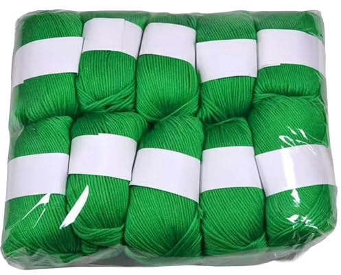 10er Set Luxus - Mischgarn - 500g Wolle - 52 Obstgrün - weiches Webgarn geeignet für Pullover, Babydecken, Schals - 10x 50g - Hochwertige Fasern für Häkeln und Basteln