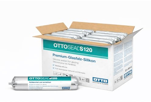 OTTO-SEAL S120 400 ml, silicone trasparente di alta qualità, reticolato neutro, 1K, per interni ed esterni, per piegatura in vetro, finestre, porte, facciate, specchi senza striature, resistente
