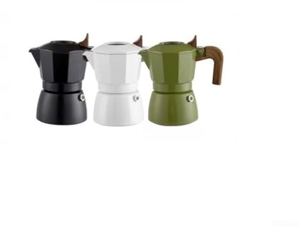 Aluminum Moka Pot Featuring Dual Valve Design for Increased Atmospheric Pressure and Better Espresso Extraction Performance (green - knob)