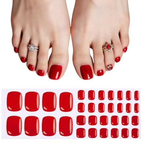 BCHKO Smalto Adesivo per Unghie Piedi - 26 Pezzi Unghie Gel Adesive UV Full Wraps Unghie Adesivi Decalcomanie Autoadesive Gel Nail Stickers Durata Toenails