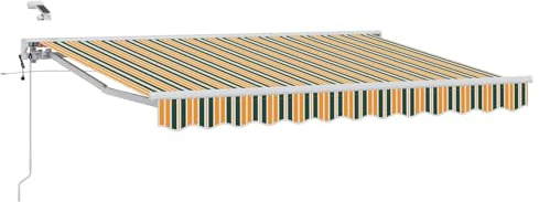 vidaXL Elektrische ausziehbare Markise Grün, Gelb, Weiß 3 x 2,5 m, Garten Schattenlösungen, modernes Freiluftzelt, ausziehbares Markisen, elektrische Sonnenschutz, Verstellbarer Schirm