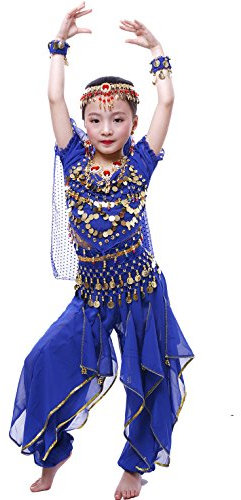 Astage Fille Carnaval Belly Dance Costume Haloween Oriental Cosplay Vêtements Bleu marine M
