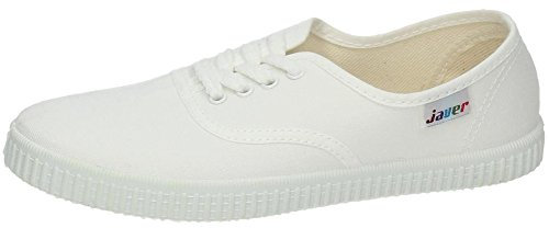 javer 60 Bambas de Lona Inglesas para Mujer Color Blanco con Cordones Mujer Zapatillas Blanco 41