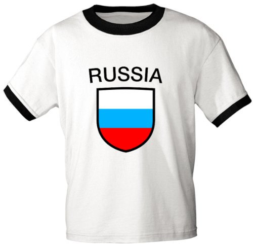 T-Shirt mit Print Fahne Flagge Russia - Russland 76435 weiß Gr. S-XXL Größe M