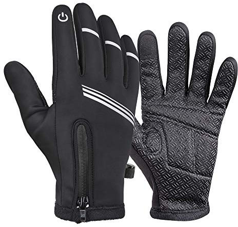 HIKENTURE-Fahrradhandschuhe-Superwarme Winddichte Rutschfeste MTB-Handschuhe mit Touchscreen-Funktion Schwarze Vollfinger Winterhandschuhe für Herren und Damen Radsporthandschuhe Winter und Herbst-XXL