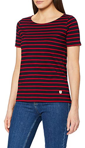Armor Lux Damen Marinière hoëdic Héritage Femme T-Shirt, Mehrfarbig (Ii9 Rich Navy/Braise Ii9), 44 (Herstellergröße: 5)