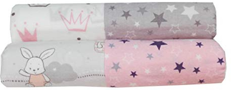 EMI&SAM 4er FLANELLWINDELN Stoffwindeln 75x75 cm Spucktücher Mullwindeln Weich (B - Set Mädchen)