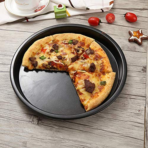 Pizza Plateau, 8IN Cuisine antiadhsif Pizza ronde en acier au carbone noir Pan, four pizza Plaque de four pour la cuisson pizza maison/Pain/gateaux/biscuits, sain et