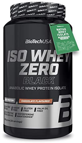 BioTechUSA Iso Whey Zero Black | Protéine de première qualité avec créatine, zinc, vitamine B3 et acides aminés | 90% de protéines | Sans sucre, sans lactose, sans gluten, 908 g, Chocolat