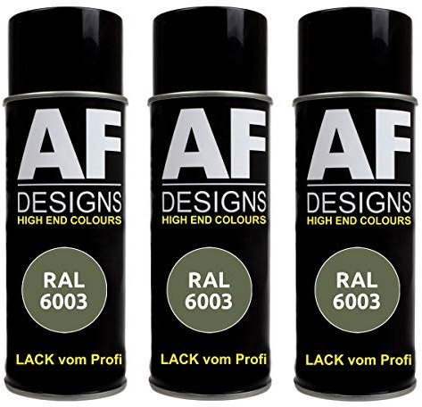 Alex Flittner Designs 3x RAL Lackspray Autolack Buntlack Spraydose RAL6003 OLIVGRUEN seidenmatt