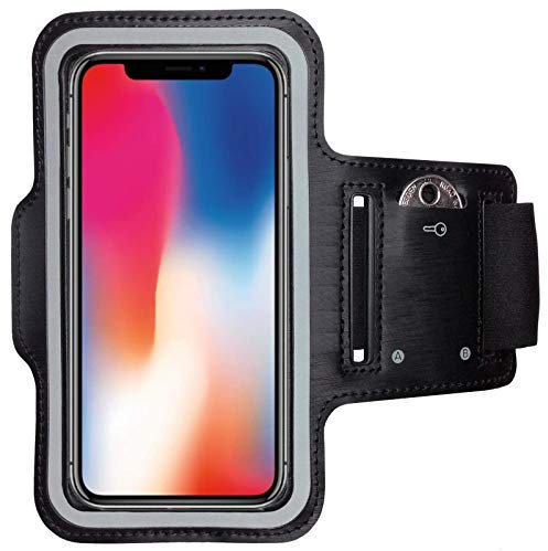 CoverKingz Armtasche kompatibel mit iPhone X/Xs - Armtasche mit Schlüsselfach - Sport Laufarmband Handy Armband Schwarz