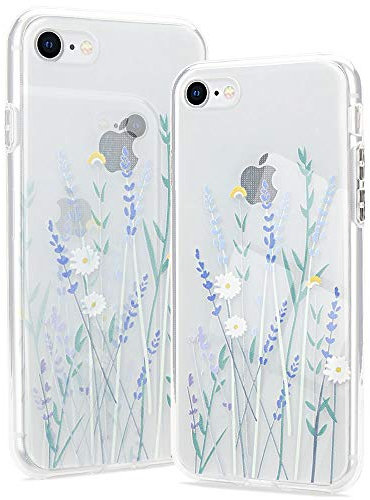 Clear Phone Case for iPhone 6/6S Soft Silicone Shockproof Transparent TPU Protective Daisy Floral Lavenders Patterns Design Case Girls&Women Cute Cover for iPhone 6/6S