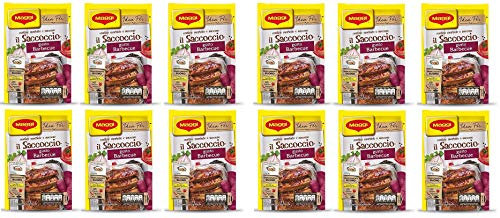 Maggi il Saccoccio Lot de 12 épices barbecue en poudre pour côtes de porc cuites au four 34 g saveur de poudre douce et savoureuse