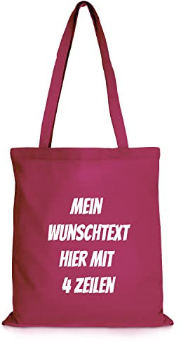 GERLINOVA Jutebeutel bedrucken mit Wunschtext, Stoffbeutel mit langen Henkeln, 100% Baumwolle