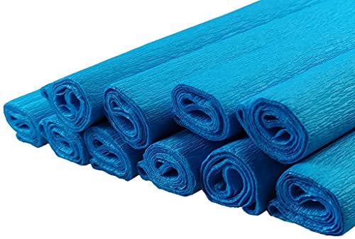 Netuno 10 Rollen Krepp-Papier Türkis 200 x 50 cm Bastelpapier Krepppapier zum Basteln farbiges Krepppapier Bastelkrepp deko Krepp bunte Rollen crepe paper