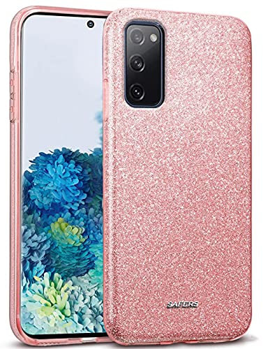 Verco Schutzhülle für Samsung Galaxy S20 FE Case, Glitzer Motiv Handyhülle für Samsung S20 FE Hülle Silikon TPU Cover, Rosè
