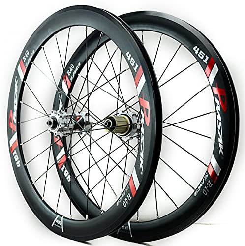 ZFF 22/451 Fahrrad Laufradsatz Scheiben-/V-Bremse Fahrradräder Felgenhöhe 40MM Schnelle Veröffentlichung 7/8/9/10/11/12 Geschwindigkeit Kassette Freilauf 24 Löcher 1735g (Color : Silver Hub)