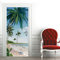 A.Monamour Sticker Porte Autocollant Poster De Porte 3D Île Tropicale Plage De Sable Palmier Cocotier Nature Paysages Vinyle Affiche De Porte Sticker Mural Papier Peint Art Décor 85 x 215 cm