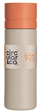 Circular and Co Leakproof 600ml Reusable Water Bottle made from 92% Single-Use Bottles (Chalk Bottle & Orange Lid)