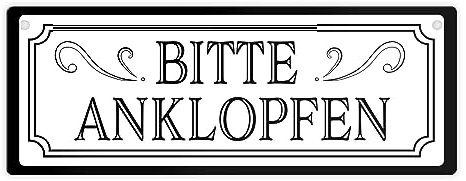 Bitte anklopfen Metallschild L in 10,5x28cm in Retro Optik