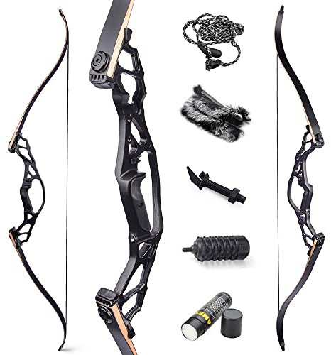 SHARROW 62 Zoll Jagd Recurve Bogen Metall Riser Erwachsene Recurvebogen Jagdbogen 30-60lbs Rechtshänder Sportbogen für Bogenschießen Jagd (40lbs)