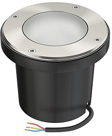 ledscom.de Bodeneinbauleuchte BOFU für außen, IP67, schwenkbar, edelstahl, rund, 150mm Ø; inkl. GU10 LED 630lm warmweiß
