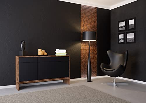 Mayaadi Home Kommode Wohnzimmer Wohnzimmerschrank Sideboard Stauraum Ablagefläche Mehrzweckschrank Regal Anrichte Esszimmer Schlafzimmer ABATO 153 Walnuss Schwarz