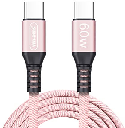 Charger Cable For iPad Pro 13 2025/iPad Pro 112025/Air 13 2025/Air 11//Mini 2024/Air 11 2024/Air 13 2024/Pro 11 2024/Pro 13/iPad/Pro 11 2024 USB C to C (60W) Nylon Braided [1.5M]High Speed (ROSE GOLD)