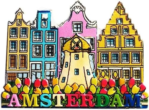 Kühlschrankmagnete, Amsterdam Niederlande Kühlschrankmagnet Reise Souvenir Geschenk Home Küche Dekoration Magnetische Aufkleber Sammlung (Color : Amsterdam Netherlands, Size : 8X6 cm)