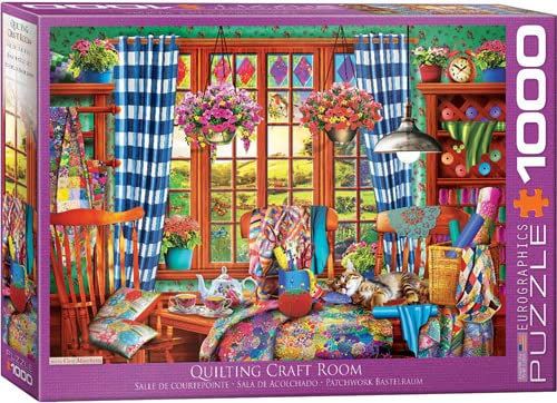 empireposter Das farbenfrohe Nähzimmmer - 1000 Teile Puzzle im Format 68x48 cm + Puzzle Alu Rahmen für 1000er