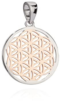 NKlaus Kettenanhänger Blume des Lebens 925 Silber vergoldet Anlaufschutz 15mm Amulett 11049