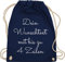 Turnbeutel Rucksack - Aufdruck selbst gestalten - Wunschtext I Geschenk personalisiert - Unisize - Navy Blau - stoffbeutel kindergarten beutel wechselkleidung personalisierte bedrucken sportbeutel