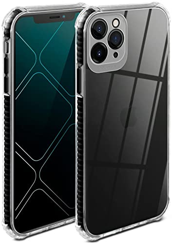 ONEFLOW für iPhone 11 Pro Max Hülle Silikon transparent, Handyhülle mit stoßfestem Bumper Backcover durchsichtig Silikonhülle kabelloses Laden Schutzhülle, Cushion Case, Schwarz