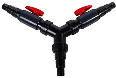 AquaForte 3-Wege-Ventil Y-Wasserteiler Ø25/32/38mm, mit 2 Kugelhähnen, Geeignet für Wasserornamente und Wasserfälle, Einfach Schläuche anschließen, Kein Ärger Mehr, Schwarz