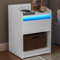 Hzuaneri Table de Nuit avec lumière LED, Tables d'appoint avec Station de Charge, 1 tiroir de Rangement Table de Chevet pour Chambre à Coucher, Salon, 2 Ports USB, Blanc NS04703X1
