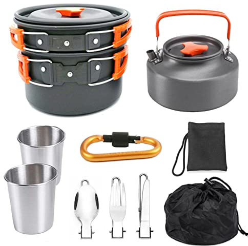 Batterie de cuisine portable pour camping Orange