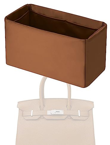 XYJG Seide Handtasche Einsatz Organisator für Hermes Birkin 20/25/30/35/40 Taschen, Luxuriöser Tasche Tote Einsatz, Behalten Sie die Form der Tasche bei (BK30,Gold)
