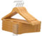 PORTENTUM Set de 20 Perchas de Madera para Ropa, Color Natural. Gancho Giratorio 360º, Perchas Pantalones, Colgador Antideslizante para Trajes, Chaquetas y Camisas, Muescas para Vestidos y Blusas
