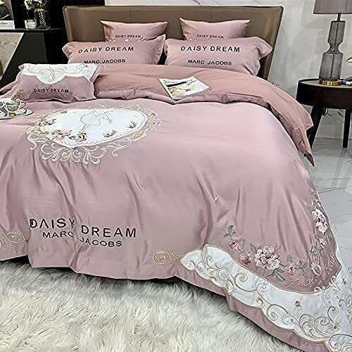 Weiches 4-teiliges Bettlaken-Set, Queen-Size-Bett, Bettbezug-Set, europäischer Prinzessinnen-Stil, Stickerei, 4-teilig, ultraweich, atmungsaktiv, Sets, Luxus-Set (lila 150 x 200 + 200 x 230 cm)