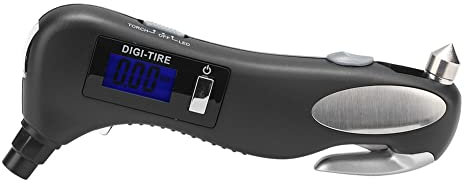 Multifunktionale Outdoor-Notfall-Auto-Taschenlampe mit Reifendruckmesser, Cutter