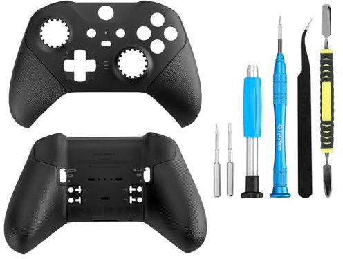 OEM Front and Back Housing Shell Replacement Kit for Xbox Elite Series 2 Controller - Includes Faceplate, Grip Cover, and Repair Tools (Black)